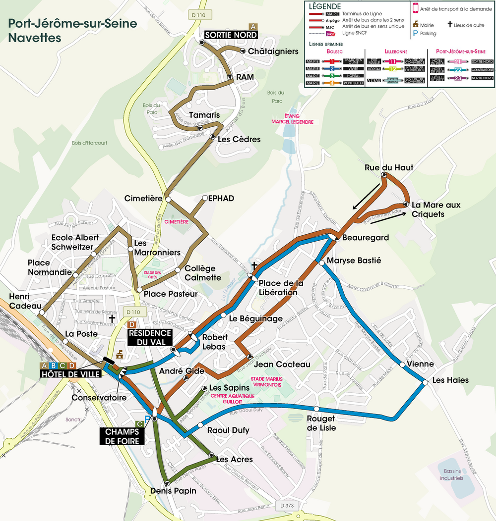 Plan de port-Jérôme-sur-Seine Navettes